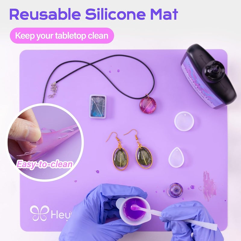 HeyClear 250g UV Resin kit -Crystal Clear, Hard UV Epoxy Resina para Manualidades Fast Curing Glue uv with Silicone Molds, Mat for Beginners Jewelry Making, DIY Crafts Art, Casting Coating - Image 3